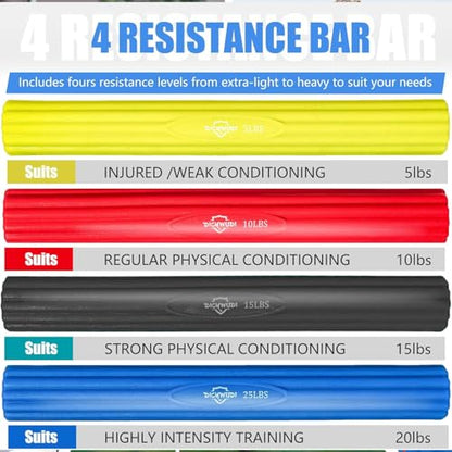 DICYWUDI Flex Therapy Bar and Grip Strength Trainers set, Physical Therapy & Resistance Bar for Golfers Elbow,Tendinitis,Wrist,Forearms Pain, Improve Grip Strength and Relieve Pain - color: 16pcs Black Sets+finger Exerciser Sets