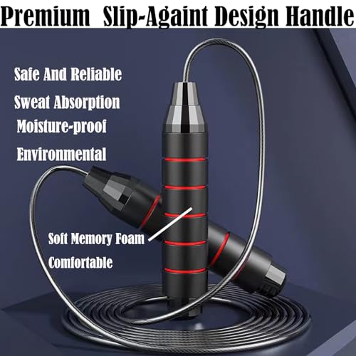 Weighted Jump Rope For Women Men, Workout Speed Jump Skipping For Kids With 2 Bearing,PVC Adjustable Jump Rope For Boxing exercise fitness professional,Black Red Athletic heavy Jump Rope
