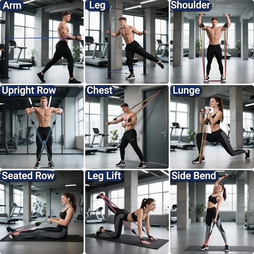 Readaeer Resistance Bands, Exercise Bands for Working Out, Work Out Bands with Handles for Men and Women for Indoor and Outdoor Sports