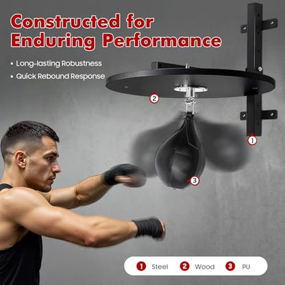 Heavy Duty Adjustable Speed Bag Platform Kit 24", Professional Fitness Ball Boxing Reaction Training Kit, Adjustable Height Wall Mounted Fitness Ball Boxing Reaction Training Equipment