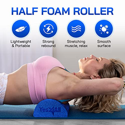Yes4All Medium Firm Half Foam Rollers for Post-Workout Relaxation, 12/18/24/36 inch PE Foam Roll for Back Massage & Yoga Exercise - color: Half Blue, style: 24-inch