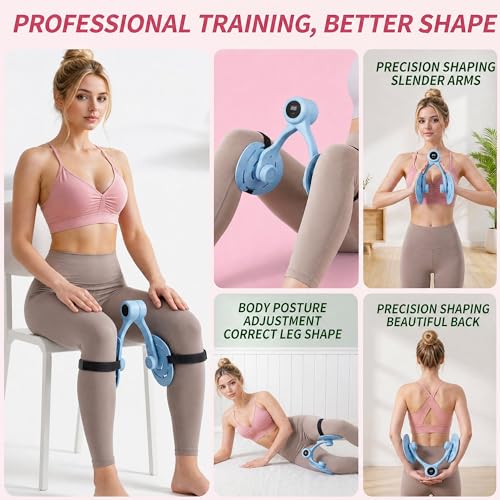 Thigh Trainerfor Men & Women,360°Adjustable Pelvic Floor Muscle Trainer, Inner Thigh Exerciser with Massage Ball Set，Resistance Bands for Working Out,Home Fitness Equipment for Hip, Leg, Arm