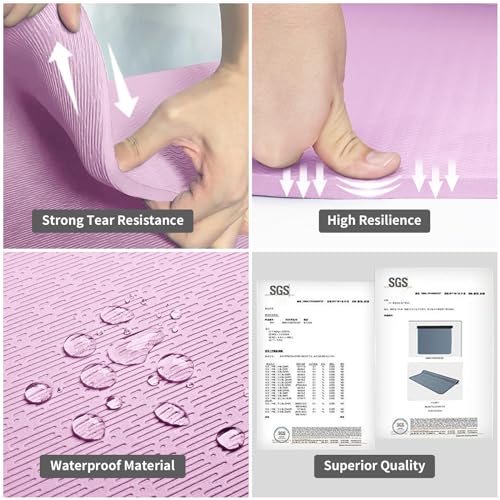 Hatha Yoga Extra Long TPE Yoga Mat 79" x 40" x 1/2" Thick Non-slip Exercise Mat for Home Gym Use, Yoga, Pilates, Fitness & Workouts - color: Pink