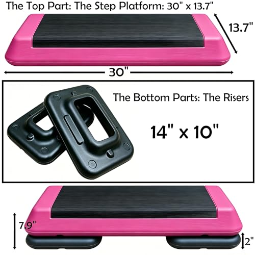 Aerobic Step Platform Height Adjustable Workout Step - color: One layer Base-Rose & Black
