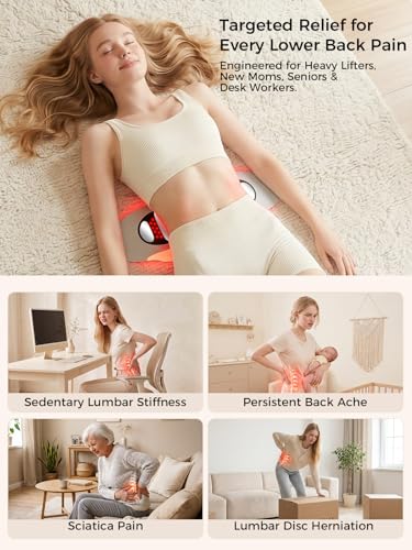 Ergonomic Lumbar Stretcher & Lower Back Massager, 5-in-1 Dynamic Airbag Traction Device with Heat & Vibration for Back Fatigue Relief, Waist Support & Posture Align, 15 Mins Auto-Off