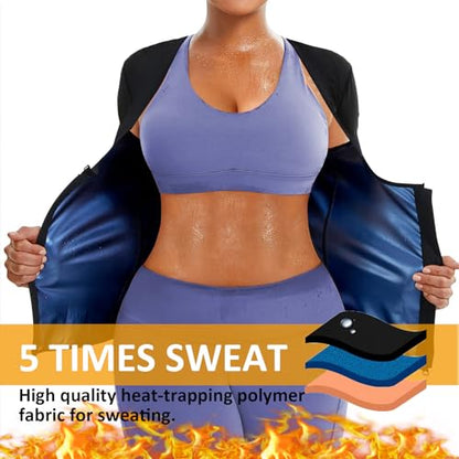 Sauna Suit Shirt for Women Weight Loss Sweat Waist Trainer Vest Workout Compression Tank Top Body Shaper