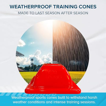 LVL10 Pro Training Cones - 2" Mini Soccer Cones for Sports Training - for Basketball, Football, Basketball and Agility Drills - Soccer Field Markers That Won't Crack, Slide or Fly