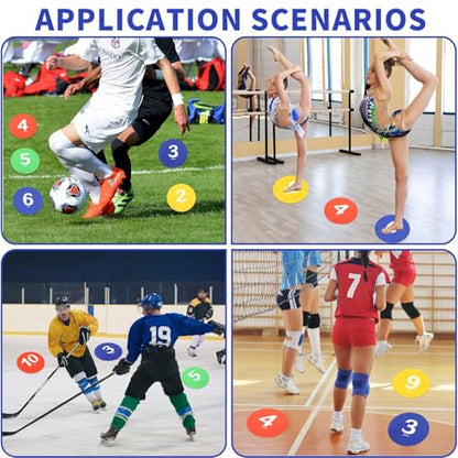 9 Inch Poly Spots, 10PCS Anti-Slip Spot Markers Floor Spots, Waterproof Flat Filed Cones Poly Dots for Agility Drills, Basketball, Football Training, Sport Activities and Exercise