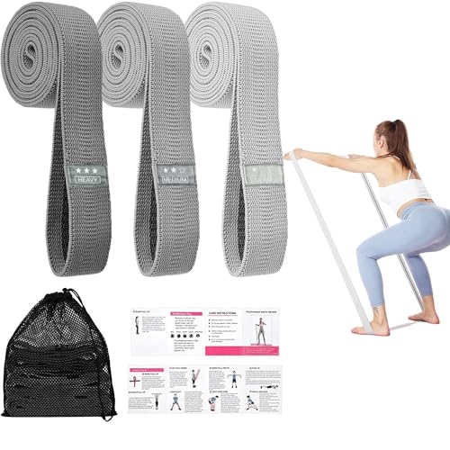 Resistance Bands for Working Out, Fabric Exercise Bands Set of 3, Long Elastic Bands for Exercise with Workout Guide and Carry Bag, Fitness Bands for Strength Training, Yoga, Pilates, Home Workout - color: Gray [Set of 3]
