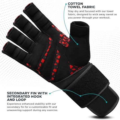 RDX Weight Lifting Gloves Gym Workout, Maya Hide Leather, 50CM Long Wrist Support, Full Palm Protection, Powerlifting Strength Training Deadlifting Bodybuilding Exercise, Ventilated Men Women Home Gym - size: Large