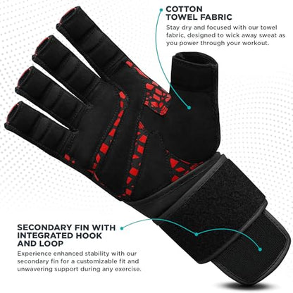 RDX Weight Lifting Gloves Gym Workout, Maya Hide Leather, 50CM Long Wrist Support, Full Palm Protection, Powerlifting Strength Training Deadlifting Bodybuilding Exercise, Ventilated Men Women Home Gym - size: Medium