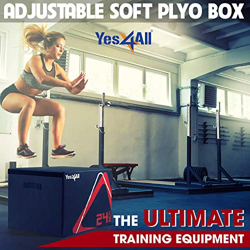Yes4All Adjustable Soft Plyo Box – Available in 6, 12, 18 and 24-inch Box Sizes (K. Black - 12" + 24")