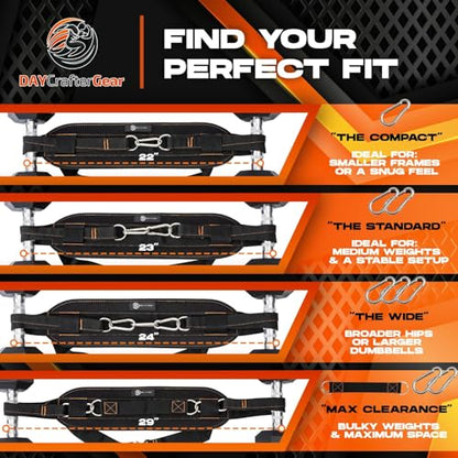 Hip Thrust Belt for Weights, Dumbbells & Kettlebells – Heavy Duty Glute Workout Equipment for Plates up to 300 lbs, with bonus straps for Dips & Squat Belt for Home & Gym