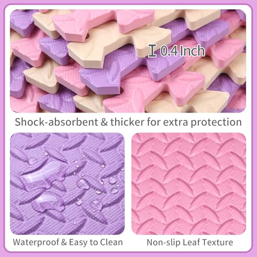 Foam Play Mat, EVA Non-Toxic Interlocking Floor Mats - color: Pink/Beige/Purple, size: 36 Pcs/70.8*70.8