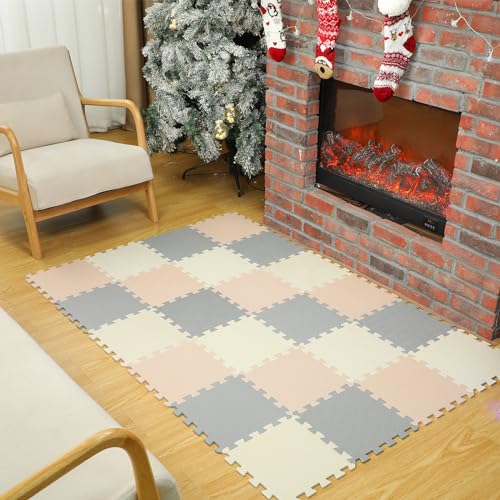 Nuanchu 60 PCS Kids Foam Puzzle Mat,White, Cream, Gray - color: White, Cream, Gray