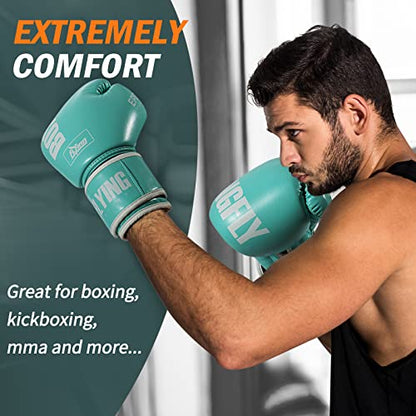 Boxing Gloves for Men Women Adults - color: Green, size: 10oz