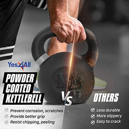 Yes4All Powder Coated Cast Iron Kettlebell, Single Deep Blue, 40 KG / 88 LB - color: White, style: B. Pair