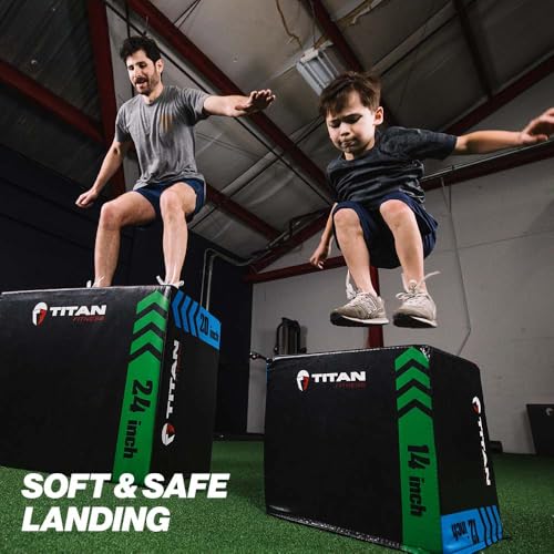 Titan Fitness Heavy Foam Plyometric Box - Pro-Duty HIIT Exercise Foam Plyo Step-Up, Box Squat, Home Garage Gym Training, Youth & Regular Sizes - style: 12 x 14 x 16 inch (Youth Size)