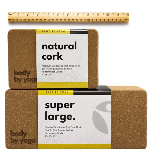 Freedom Block – World’s Tallest Cork Yoga Block (14” x 6” x 4”) | Extra Large Yoga Block for Better Support, Balance & Flexibility | Raises the Floor for Safer, More Accessible Yoga | Body By Yoga