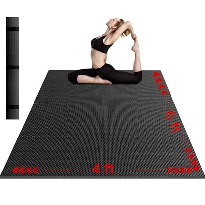 VTORY Extra Thick Large Exercise Mat, 6'x4'/7'x5'/8'x6'/10'x6'x8mm(1/3 inch) , Non-Slip, PVC, Ultra Durable, Heavy-Duty Mat, Shoes-Friendly, High-Density, Large Wide Yoga Mat, Workout Mat for Home Gym, Cardio, Strength, HIIT, MMA - size: 6'x4'x8mm