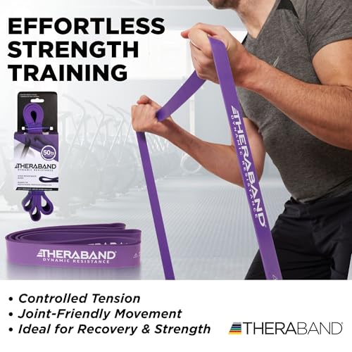 THERABAND Resistance Band Loop, Exercise, Workout, Physical Therapy, Purple - size: X-Heavy (50 lbs)