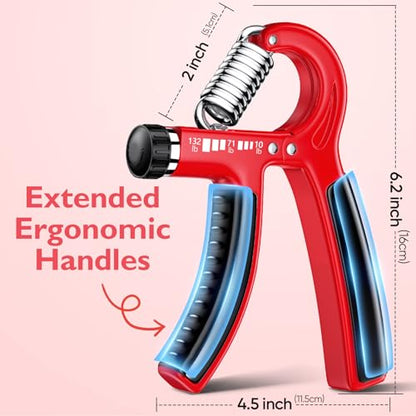 FitBeast Grip Strengthener Forearm Strengthener, Adjustable Hand Grip for Strength Training & Rehabilitation, 10-132 lbs Resistance, Ideal for Athletes and Physical Therapy - color: Red