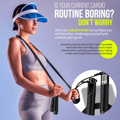 Jump Rope, Speed Digital Skipping Rope with Calorie Counter for Women Men Kids with Speed Cordless Ball, Ice Towel, Soft Breathable Fast Drying Microfiber Towel Super Absorbent