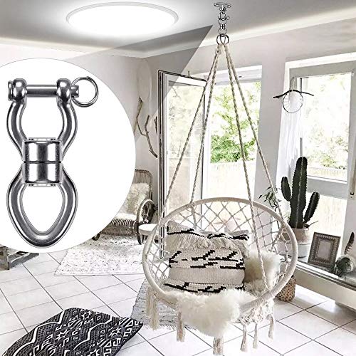 SELEWARE Silent Bearing Swing Swivel, 360° Rotational Device Hanging Accessory with Removeable Buckle for Tree Swing, Hammock Chair, Climbing Rope, Yoga, Kids Swing Swivel 1200LB Capacity - color: Swivel (D) Only