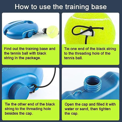 Q&F Tech Tennis Trainer Rebound Ball Set, Solo Practice Reaction Kit/Ball, Portable Self Training Tool/Device, for Beginners/Adults - 1base+2balls