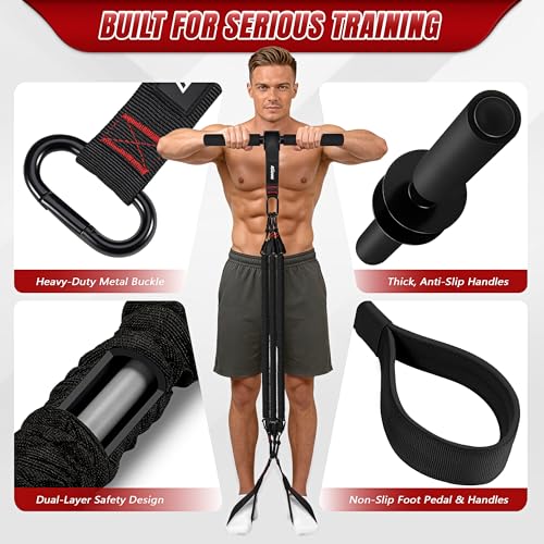 Forearm Strengthener & Wrist Roller, No Weights Needed Forearm Trainer with 3 Adjustable Resistance Bands (55/65/75 lbs), 2-in-1 Handle & Door Anchor for Arm Workout, Grip Strength & Muscle Building