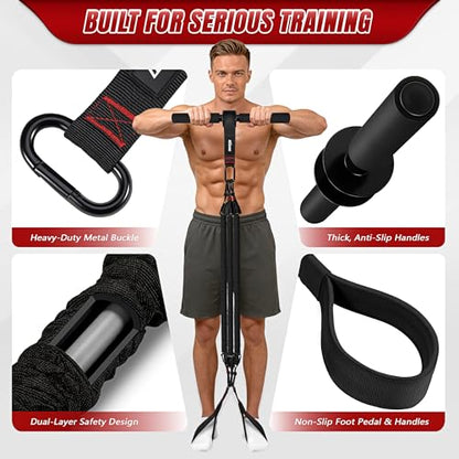 Forearm Strengthener & Wrist Roller, No Weights Needed Forearm Trainer with 3 Adjustable Resistance Bands (55/65/75 lbs), 2-in-1 Handle & Door Anchor for Arm Workout, Grip Strength & Muscle Building
