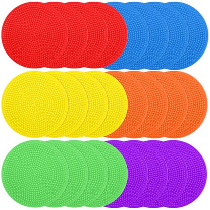 4 Inch & 9 Inch Poly Spot Markers for Gym Floor, Non-Slip Rubber Floor Dots Flat Cones, 6/12/24/60Pcs Agility Markers for Soccer, Basketball, PE Training, Dance & Classroom Activities