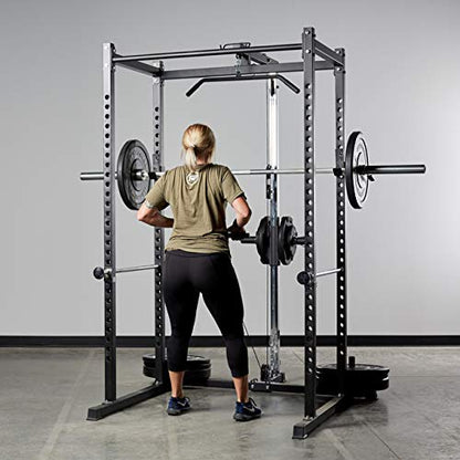 REP Fitness PR-1100 Power Rack Home Gym System, Squat Cage with Attachment Compatibility Multi-Grip Pull Up Bar, Adjustable J Cups, Extended Safeties, 700 lb Capacity, Strength Training Equipment - style: Power Rack + Lat/Row Attachment