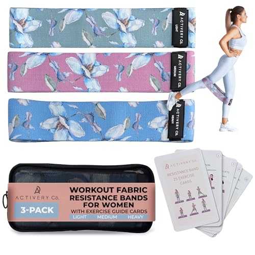 Fabric Resistance Bands for Women – Non-Slip Fitness Tool for Glutes, Legs & Full-Body Training – Ideal for Toning & Recovery – Includes Workout Guide & Travel Bag – 3 Pack