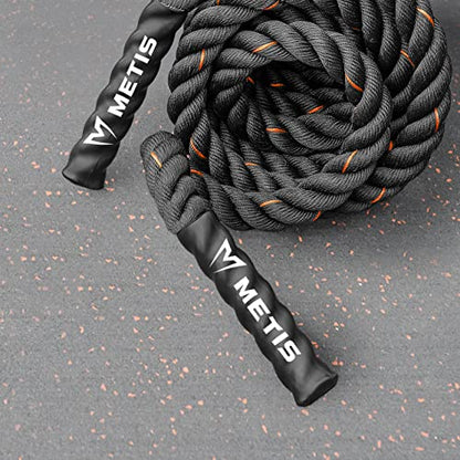 METIS Battle Ropes – Durable Fitness Ropes for Strength Training, 30ft/40ft/50ft Options – Ideal for Home Workouts & Gyms with Anti-Fray Handles - size: 30ft, style: 2 inch