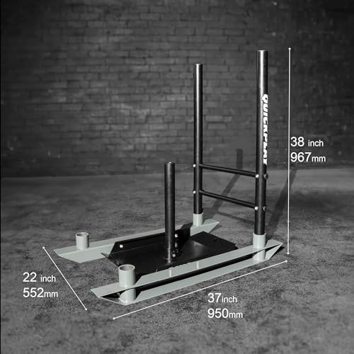 QUICKPLAY Weight Training Push/Pull Sled or Pull Sled Only- Heavy Duty Steel for Strength & Conditioning Workout Build Explosive Power, Speed & Agility- Folding, Compact Design For 50mm Olympic Plates