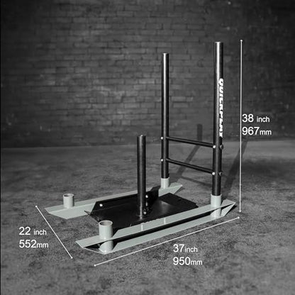 QUICKPLAY Weight Training Push/Pull Sled or Pull Sled Only- Heavy Duty Steel for Strength & Conditioning Workout Build Explosive Power, Speed & Agility- Folding, Compact Design For 50mm Olympic Plates