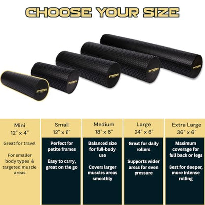 Fitizen Foam Roller – Muscle Massage Rehab Stiff Back Pain Physical Therapy Deep Tissue Firm Exercise Equipment Home Gym Stress Yoga Pilates for The Fit Citizen by FitNation