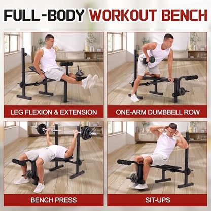 OPPSDECOR Foldable Weight Bench Set with Squat Rack and Preacher Curl Pad - color: Onyx