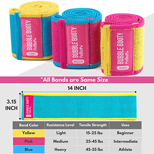 PeoBeo 3 Pack, Get Sexy and Slimmer with Non Slippery Fabric Resistance Booty Bands with Full Training Video, Ideal for Strength Building, Pilates, Rehab, Fitness, Pickleball Warm Up and Home Workout
