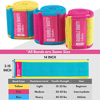 PeoBeo 3 Pack, Get Sexy and Slimmer with Non Slippery Fabric Resistance Booty Bands with Full Training Video, Ideal for Strength Building, Pilates, Rehab, Fitness, Pickleball Warm Up and Home Workout