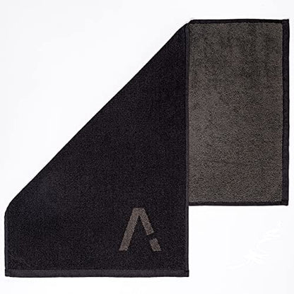 Black Organic Cotton Gym Towel for Men and Women - Silver Infused Sweat Towel, 500 GSM, 31.5"x15.75" - Soft Absorbent Workout Towel for Gym Yoga Sports, Exercise Towel