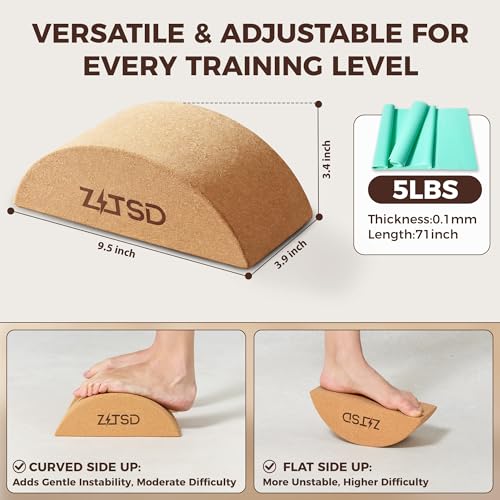 Half Moon Cork Yoga Blocks, 2 Pack Balance Trainer | Half moon cork blocks for balance work, foot placement drills, ankle mobility and calf stretching; bag and guide included