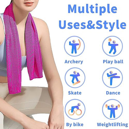 4 Pack Cooling Towel (40"x12"), Soft Breathable Chilly Towel, Ice Towel - color: Grey/Grey/Light Blue/Light Blue