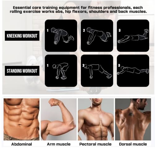 Ab Roller Wheel and Knee Mat, Abs Workout Equipment for Abdominal & Core Strength Training, Home Gym Fitness Exercise Wheels for Women Men, Abdominal Wheel