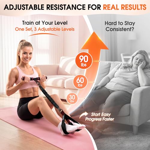 Upgraded Multifunction Pedal Resistance Band with Handle, Adjustable Foot Pedal Resistance Bands for Core, Arm, Legs, Body Strength, Portable Home Gym Workout Equipment for Men & Women