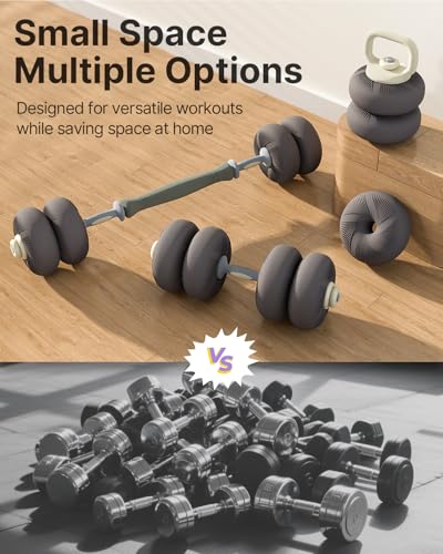 YOTTOY Weights Dumbbells Set,Free Weight Set with Connector, 4 in1 Dumbbells Set Used as Barbell, Kettlebells, Push up Stand, Weight Plate, Fitness Exercises for Home Gym - size: 20LB