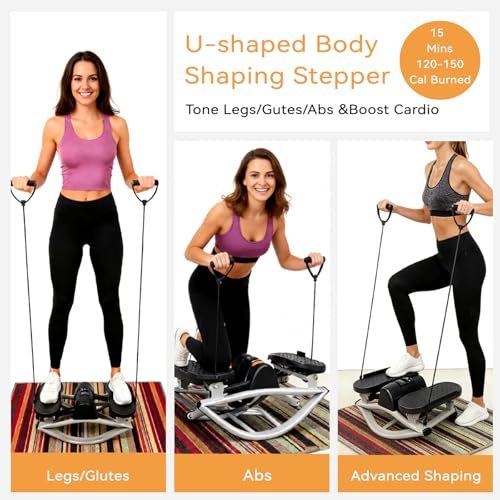 Rock Stepper with Resistance Bands Ultra-QuietHydraulic Lateral Stepper, Fully Assembled Side to Sidestep Rocker for Home Office, 250LBS Capacity