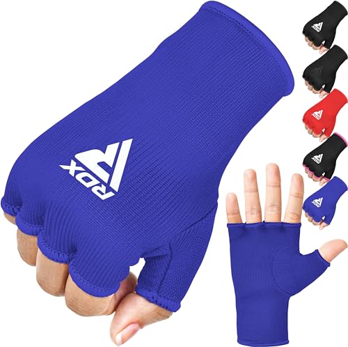 RDX Boxing Hand Wraps Inner Gloves Men Women, Half Finger Elasticated Bandages, Under Mitts Fist Protection, Muay Thai, Kickboxing, MMA, Martial Arts Speed Bag Punching Training - color: Blue White, size: Small
