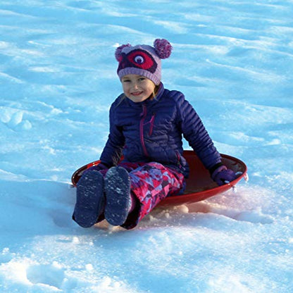 Flexible Flyer Steel Saucer Sled – Classic Red Round Metal Kids Snow Sled with Nylon Rope Handles, Heavy Duty Snow Disc for Children and Adults Ages 5 and Up